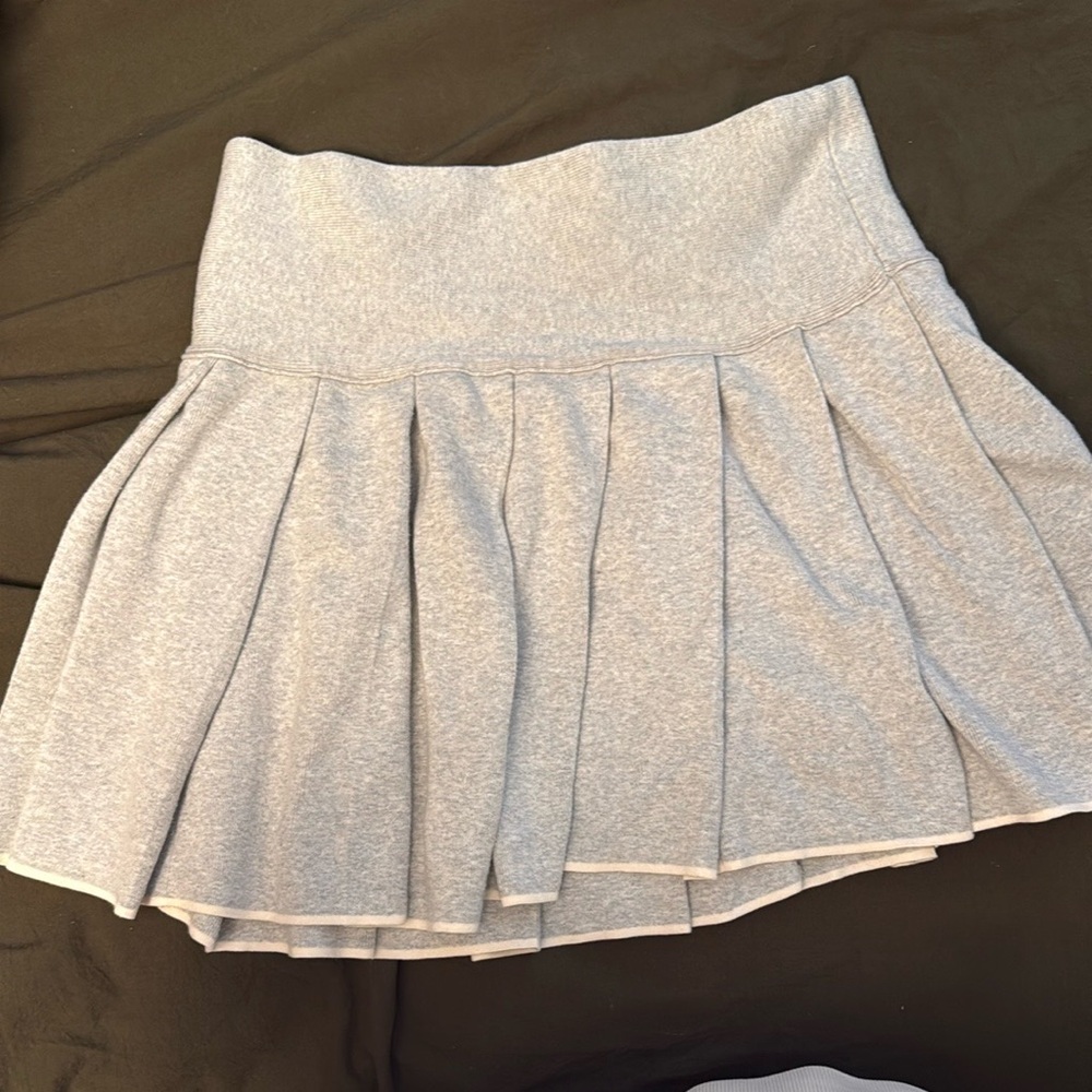 Sunday Best Gray Pleated Skater Mini Skirt
